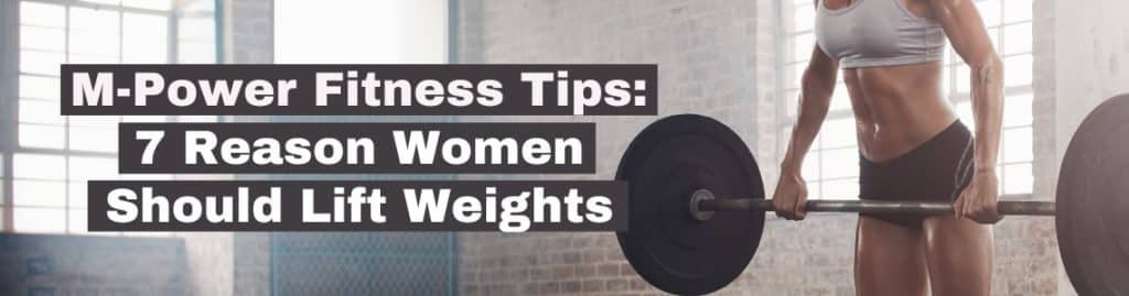 Image showcasing diverse women of different ages and fitness levels engaged in weightlifting exercises, under M-Power Fitness guidance.